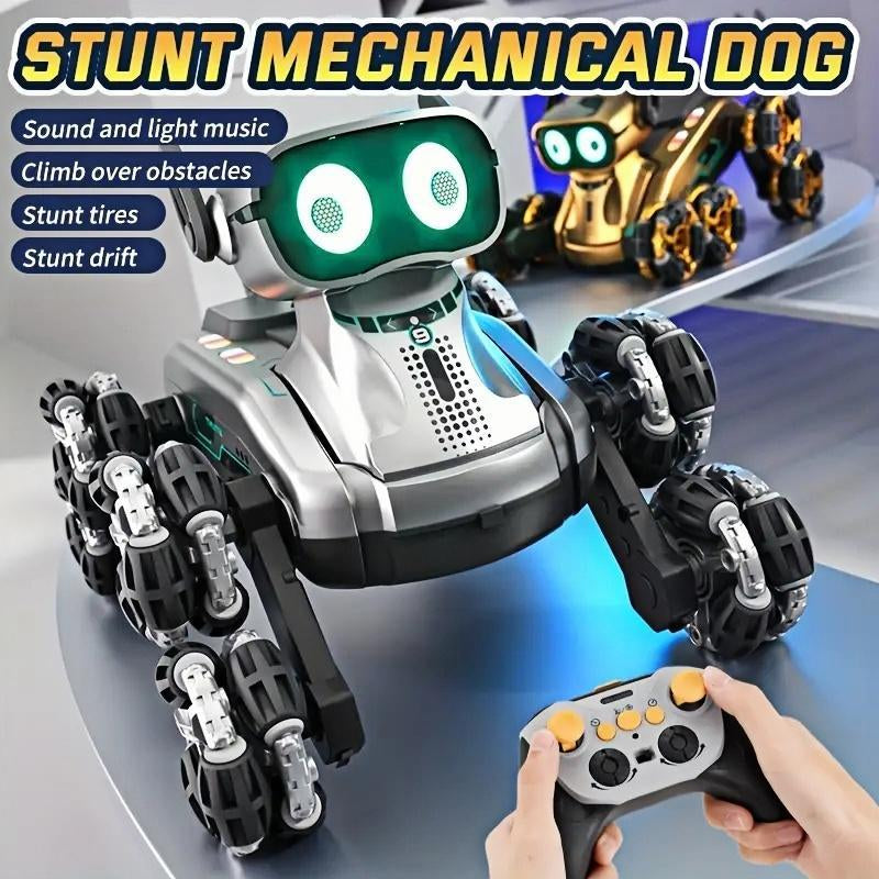 Silver Eight-Wheeled Stunt Dual Remote Control Robot Dog