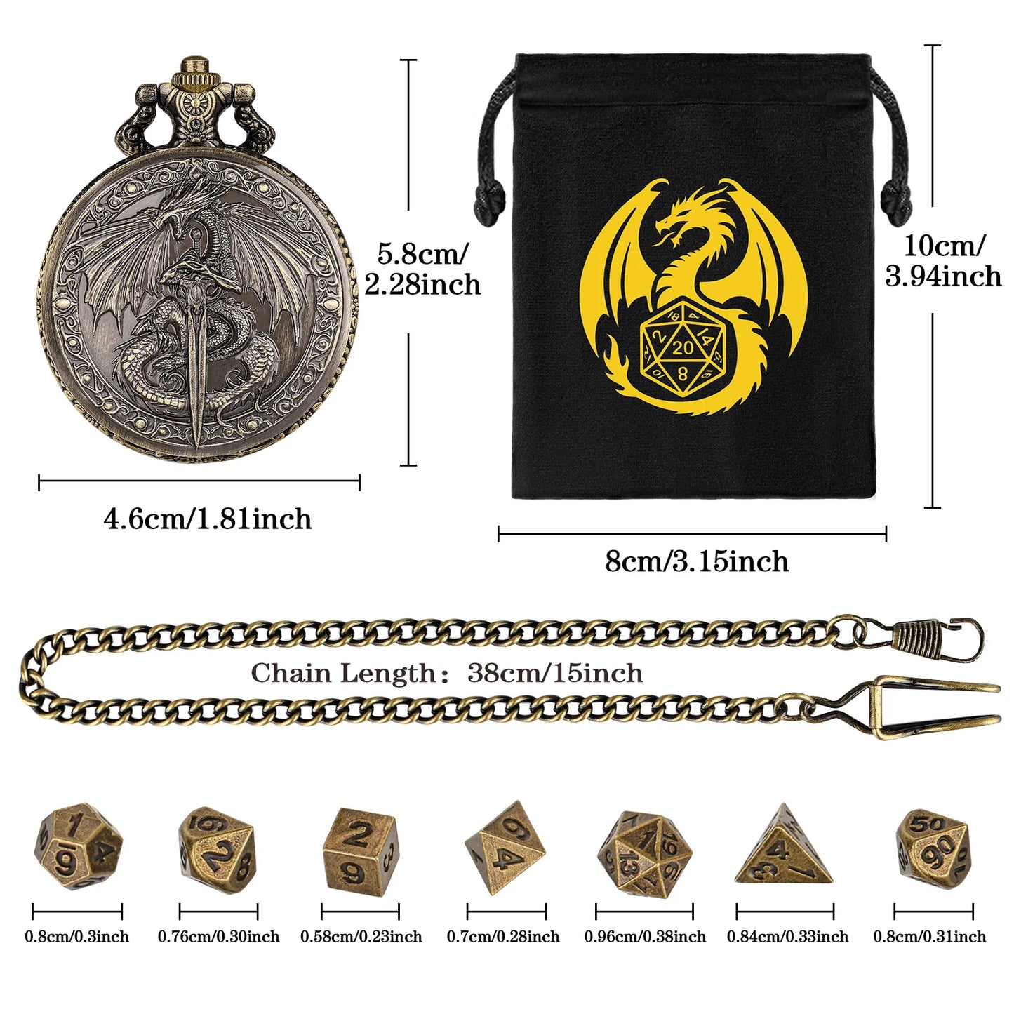 DND Style Mythical Winged Beast Sword Holding Relief Case, Retro Dice Storage Set, Desktop RPG Fantasy Accessories, High Quality Zinc Alloy DND Dice Suitable for Desktop RPG and Board Games