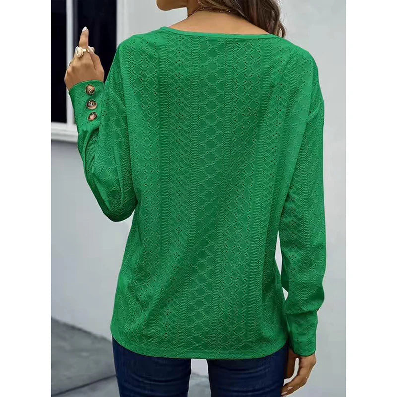 Women Fashion Casual Loose V Neck Shirt