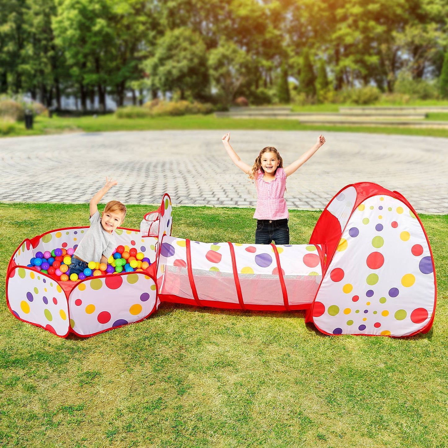 3 in 1 Child Crawl Tunnel Tent Kids Play Tent with Storage Bag for Indoor Outdoor Travel Balls Not Included