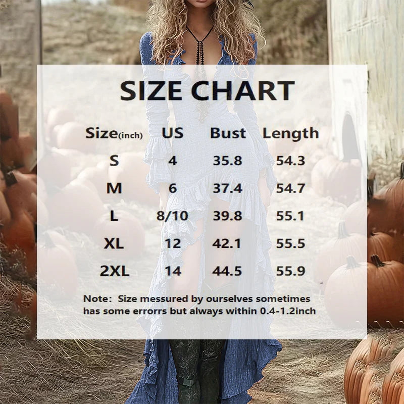 Women Solid Deep V Neck Ruffle Hem and Asymmetrical Hem Long Sleeve Dress