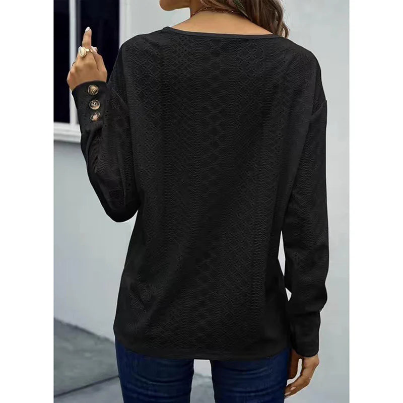 Women Fashion Casual Loose V Neck Shirt