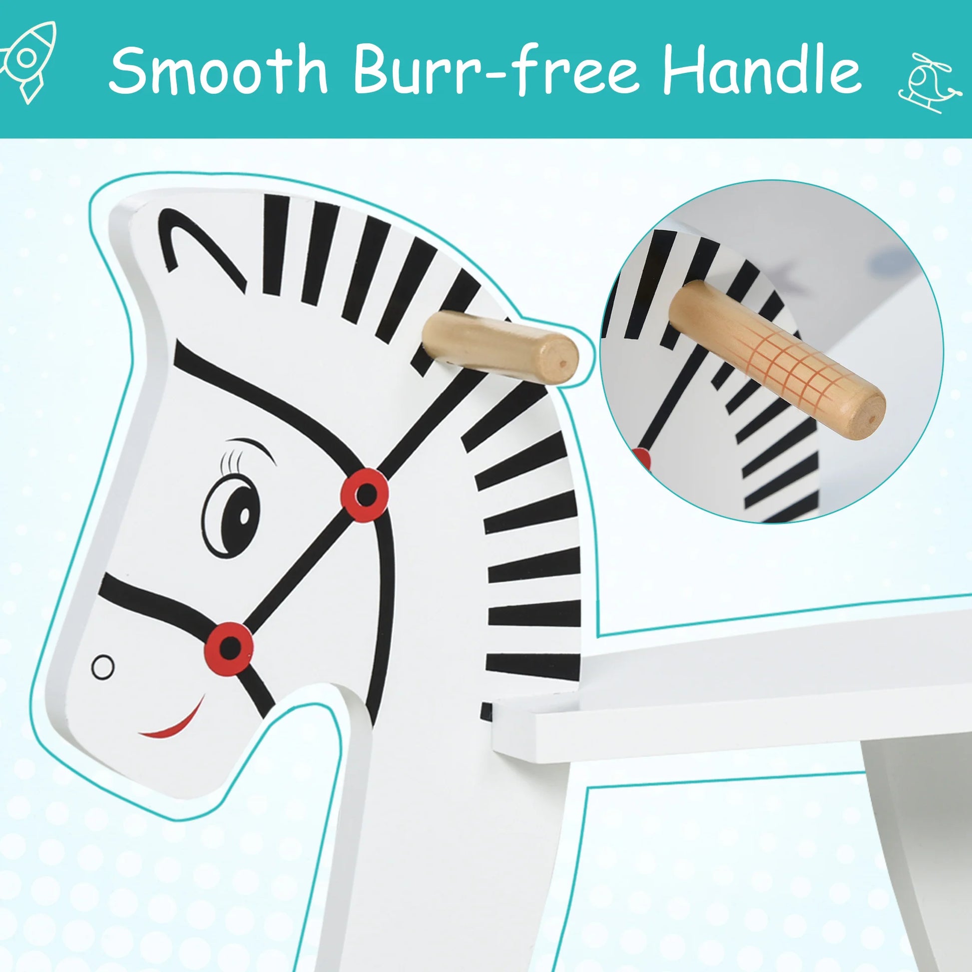 Wooden Rocking Horse, Classic Toddler Ride-On Toy with Safety Bar, Suitable for Children Aged 1-3