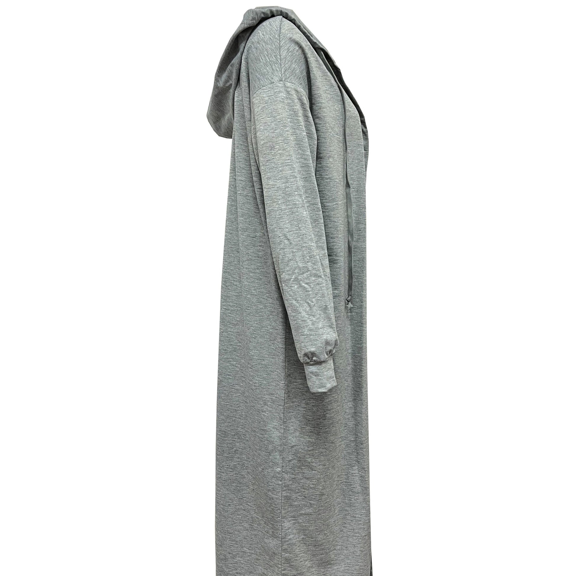 Women Solid Color Hooded Fashionable Long Hoodie Jacket