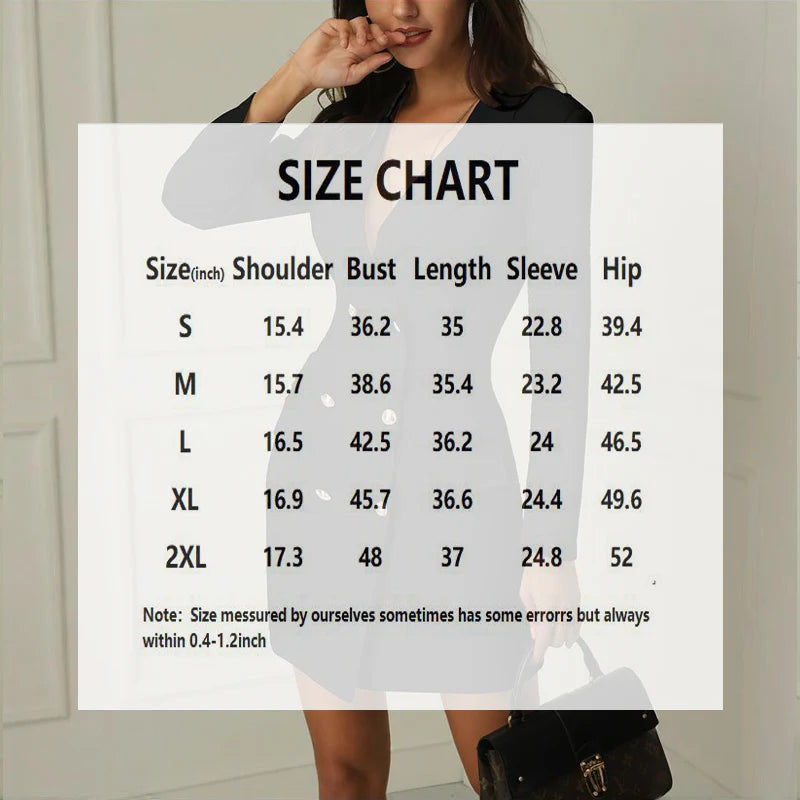 Women Double Breasted V-Neck Long Sleeve Fake Pocket Mini Blazer