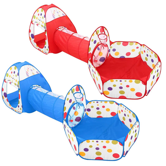 3 in 1 Child Crawl Tunnel Tent Kids Play Tent with Storage Bag for Indoor Outdoor Travel Balls Not Included