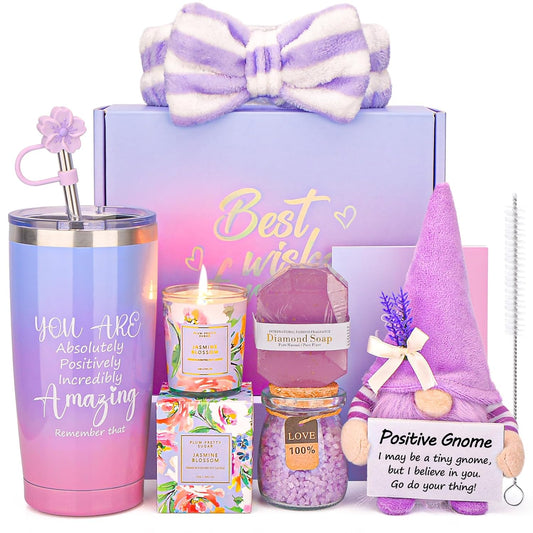 Christmas & Birthday Gifts for Her - Relaxing Spa Bath Basket Set & Self Care Gifts for Women